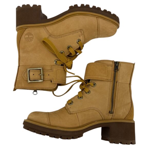 New Timberland womans lace up boots Kori Park Buckle size 7 heeled booties - Picture 3 of 9